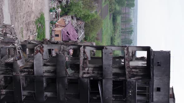 Vertical Video of the Consequences of the War in Ukraine  Burned Cars