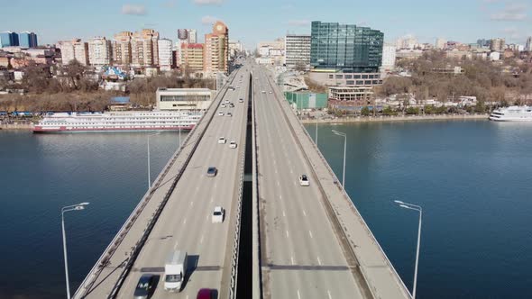 Road Bridge Across the River to the City