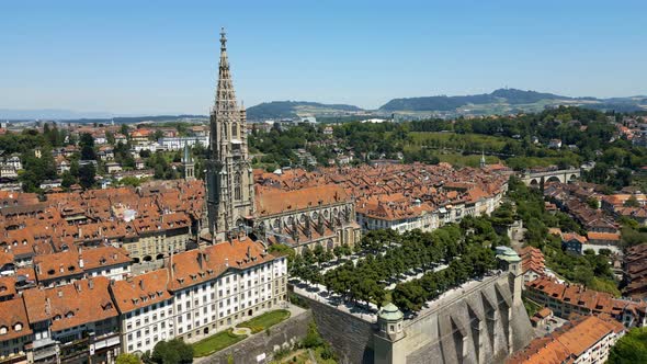 City of Bern in Switzerland From Above  the Capital City Aerial View