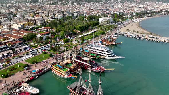 Pirate Harbor aerial view Turkey Alanya 4 K