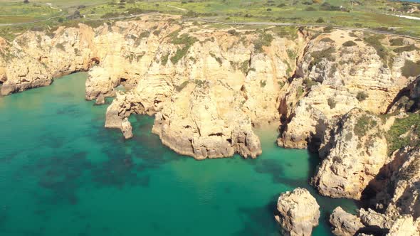 Marvellous Algarve Coastline rocky formations in Ponta da Piedade, Lagos, Portugal