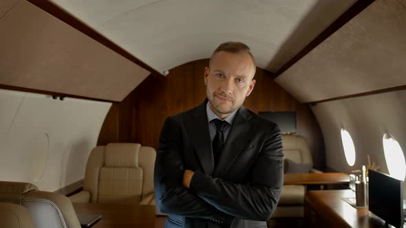 Successful Businessman in Private Jet