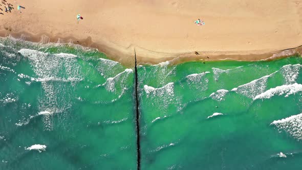 Tourism at Baltic Sea. Aerial view of beach in summer