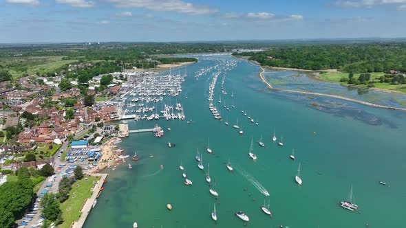 Hamble Marina in the Summer Aerial View