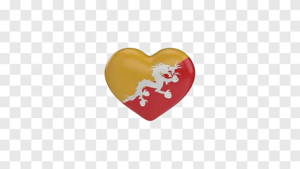 Bhutan Flag on a Rotating 3D Heart