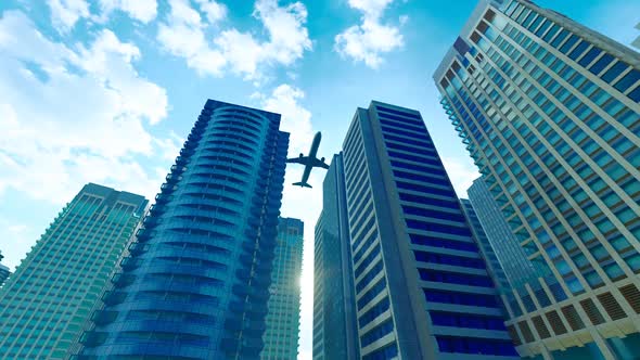 The Business Plane Passes Through The Roof Of The Office Building