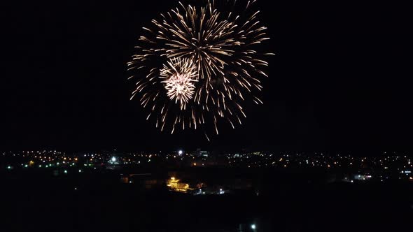 Salute Over the Night City with a Quadrocopter