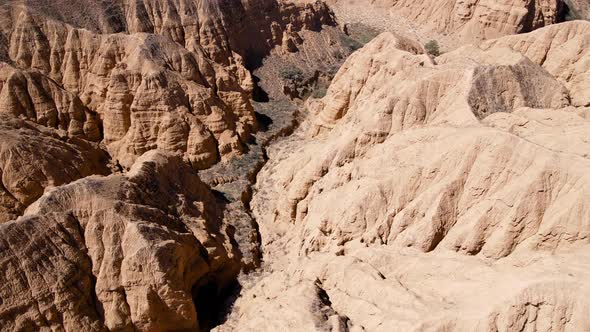 Drone Shot of Charyn Canyon Desert Mountains in Kazakhstan