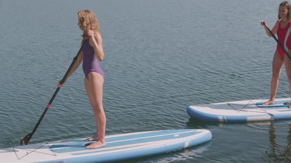 Paddling Together in Beautiful Lake