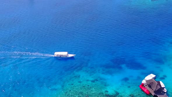 Drone view nature of seashore beach voyage by lagoon and sand background