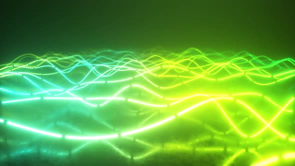 Futuristic Neon Glowing Surface Made of Bright Lines alt