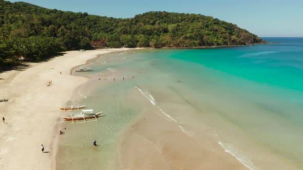 Tropical Beach with White Sand, View From Above.