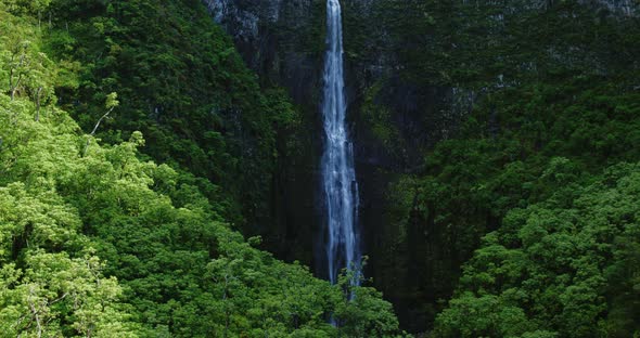 Aerial View of Waterfall on Kauai