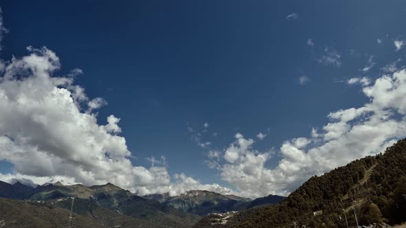 Timelapse of Clouds Over Roza Hutor in Sochi