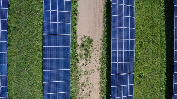 Top View of Solar Panels at Power Station
