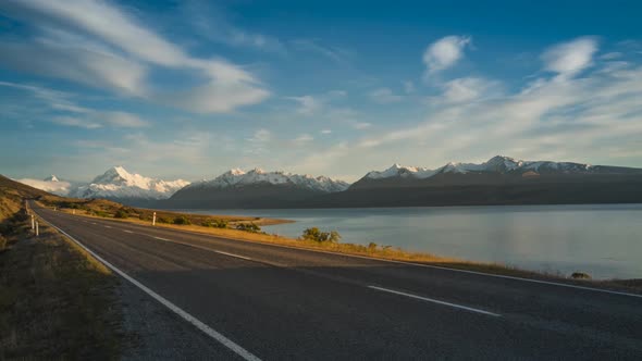 New Zealand Lake Pukaki scenic road