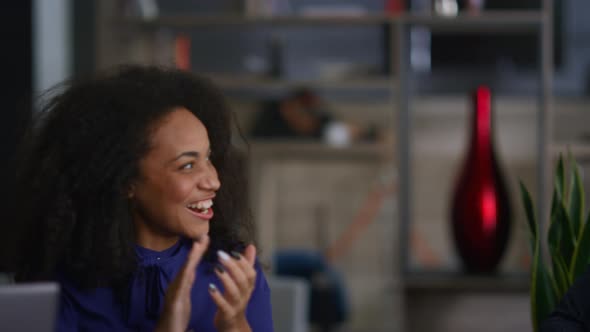 Diverse Colleagues Celebrating Success High Five in Business Company Office