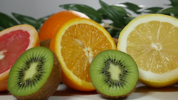 Citrus And Kiwi On The Table