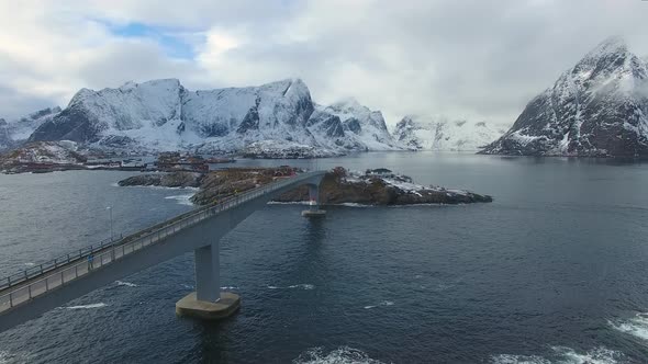 The bridge in Hamnoy village in the Lofoten Islands