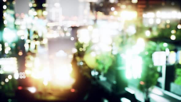 Defocused Bokeh of Cityscape at Twilight Time