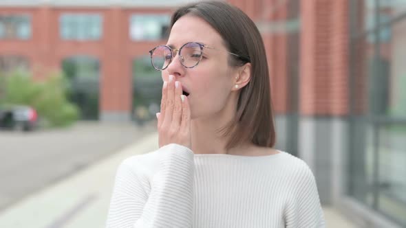 Yawning Young Woman Need Rest, Outdoor