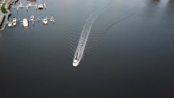 Boat Cruising on Docklands River in Melbourne