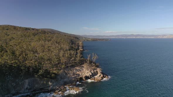 Alum Cliffs Seascape, Taroona, Tasmania Aerial Drone 4K