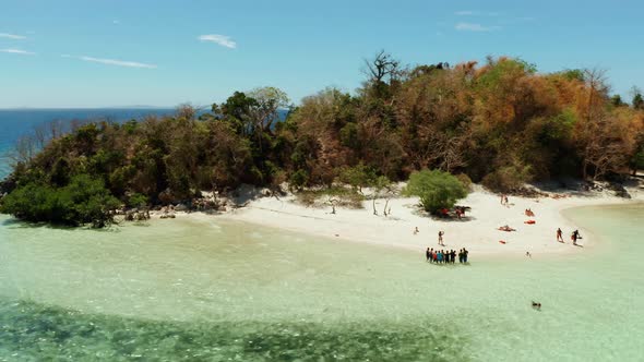 Small Torpical Island White Sandy Beach Top View