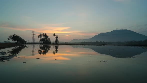 Reflection morning sunrise with dramatic cloud,