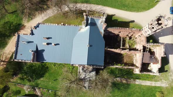 Destroyed Odzienas Castle in Latvia, Detail of the Ancient Castle. Concept of Travel 4K Video