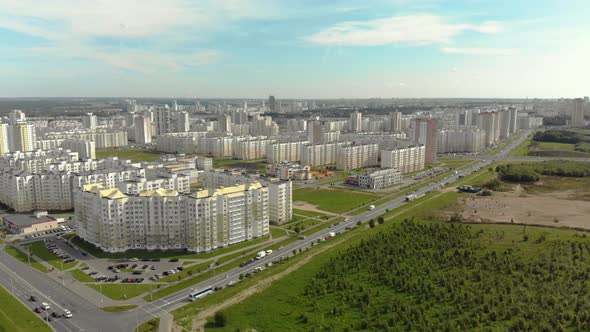 Residential Quarter with New Buildings of Apartment Buildings on a Sunny Summer Day