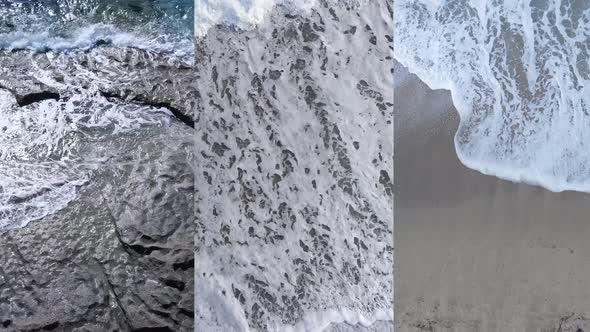 Three in One Vertical Video of the Sea Near the Shore