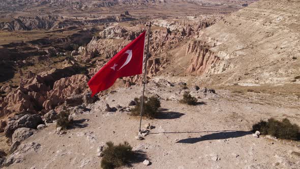 Aerial View Flag Turkey Cappadocia