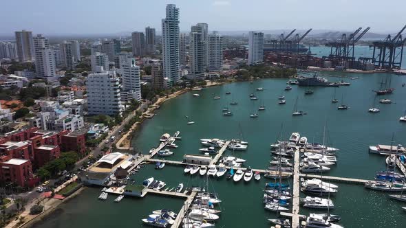 The Cargo Port in Cartagena Colombia Aerial View