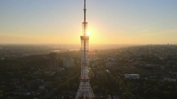 TV Tower in the Morning at Dawn in Kyiv, Ukraine