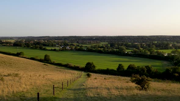 English countryside of Berkshire county in UK. Aerial forward
