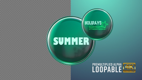 Summer Holidays Badge Looping with Alpha Channel