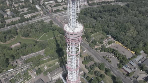 Kyiv. Ukraine: TV Tower. Aerial View. Flat, Gray