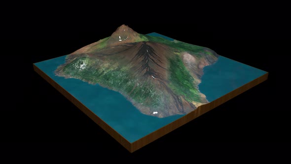 Kilauea Volcano terrain map 3D render 360 degrees loop animation