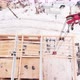 Aerial Shot Wooden Construction of House Roof By Crane - VideoHive Item for Sale