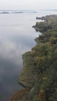 Vertical Video Aerial View of the Dnipro River  the Main River of Ukraine