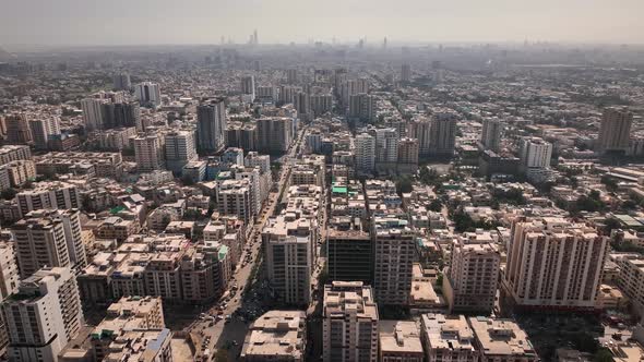 Aerial view of Karachi city fully develop with high sky scrapper and multiplex city view. Aerial pic
