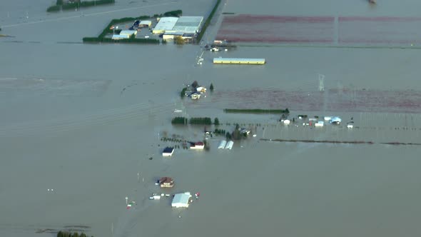 Submerged Houses And Farms After Catastrophic Flooding In Abbotsford, British Columbia, Canada. - ae