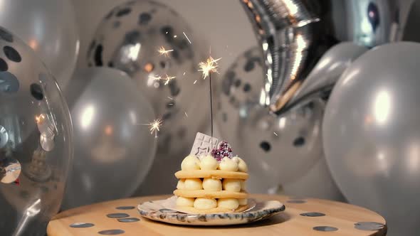 Happy Birthday Cake with Sparklers