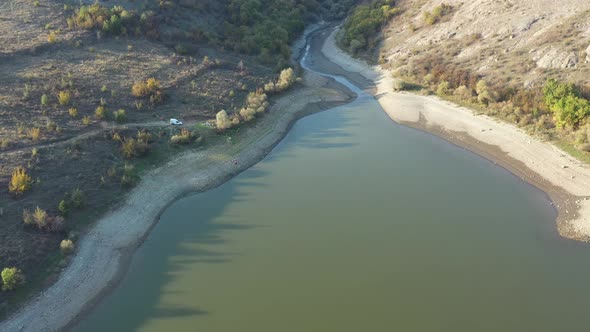 Aerial View On Poaching Network For Fishing In The Pond