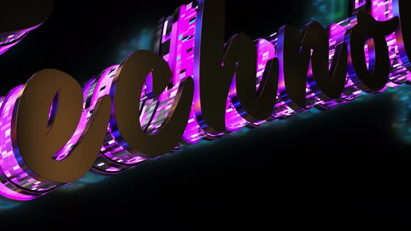 3D Abstract Illumination Text Word Technology