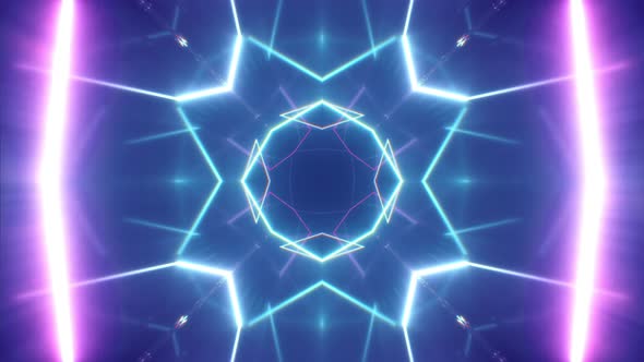 Flying Through Glowing Neon Lines Creating a Tunnel alt