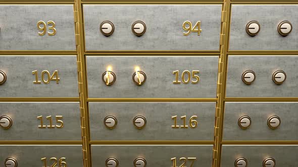 Safety Deposit Box with Gold Bars Inside Opened By Two Golden Keys