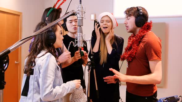 Singers performing in studio