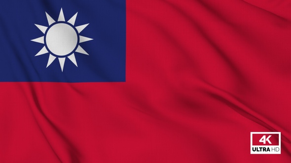 Taiwan Flag Waving Slowly Looped